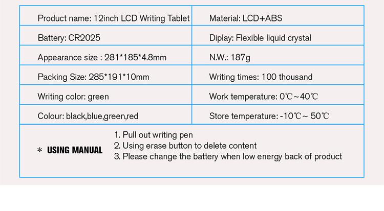 LCD Writing Board 12 Inch Note Books